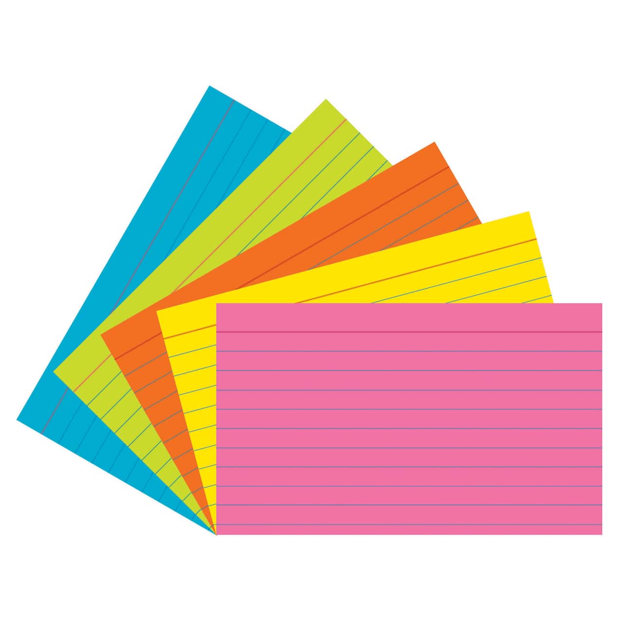 1/4" Ruled Super Bright Index Cards, 3" x 5", 6 Packs
